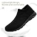 YOSFDC Mens Slip on Shoes Walking Fashion Sneakers Casual Black Tennis Running Elastic Lightweight Comfortable Athletic Gym Driving Shoes,Black Size 10