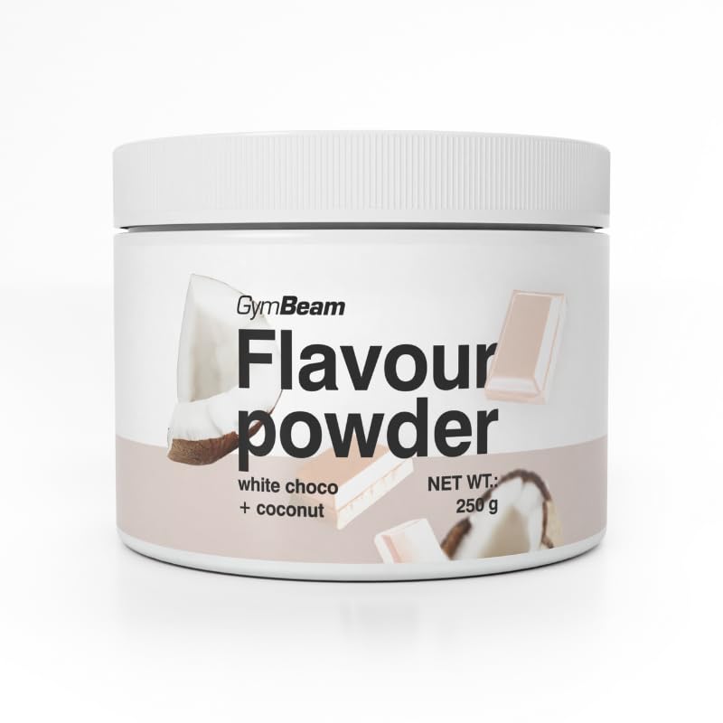 GymBeam Flavour Pulver - leckere Geschmackspulver, hoher Ballaststoffanteil aus Zichorien, nur 10 Kalorien pro Portion, ideal zur Aromatisierung von Speisen (250 g, White Chocolate-Coconut)