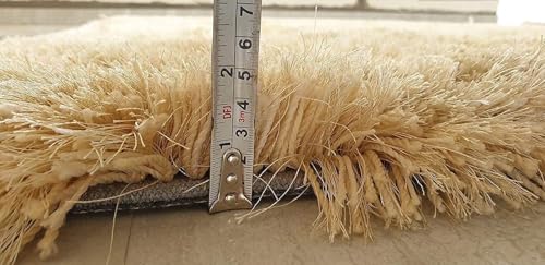 Image of Plush Shag Area Rug for Living Room, 244 cm x 305 cm, Brown (Gold, 5X5 FEET)