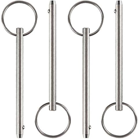 4 Pack Quick Release Pin, Diameter 1/4"(6.3mm), Overall Length 3.75"(95mm), Usable Length 3"(76mm), Full 316 Stainless Steel, Bimini Top Pin, Marine Hardware Cover