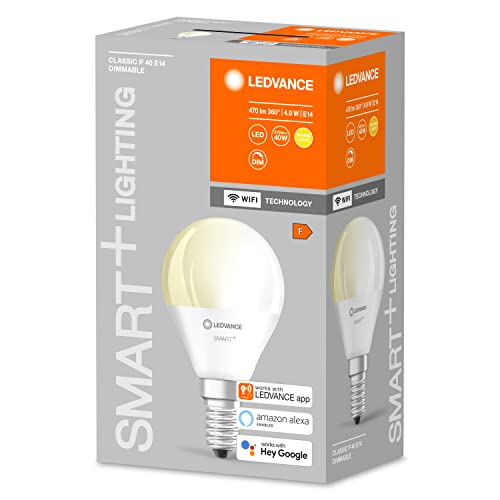 LEDVANCE Smarte LED-Lampe mit WiFi Technologie, Sockel E14, Dimmbar, Warmweiß (2700 K), ersetzt Glühlampen mit 40 W, SMART+ WiFi Mini Bulb Dimmable, 1er-Pack – Bild 5