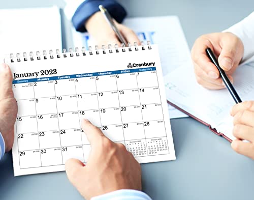 Cranbury Small Desk Calendar 2023-2024 - (Blue) 8X6 Standing Desk Calendar, Use Now To June 2024, Flip Desktop Calendar, Academic Easel Desk Calendar, Small Monthly Desk Calendar With Stickers #TOP3
