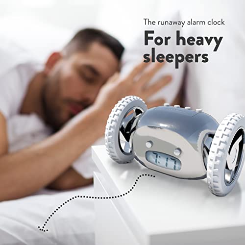 Clocky Extra Super Loud Alarm Clock For Heavy Sleepers Adults Kids Teens Bedroom, Move Jump Roll Run Away Easy To Set Smart Digital Mirror Alarm Clock On Wheels -Funny Gag Gift thumb #1