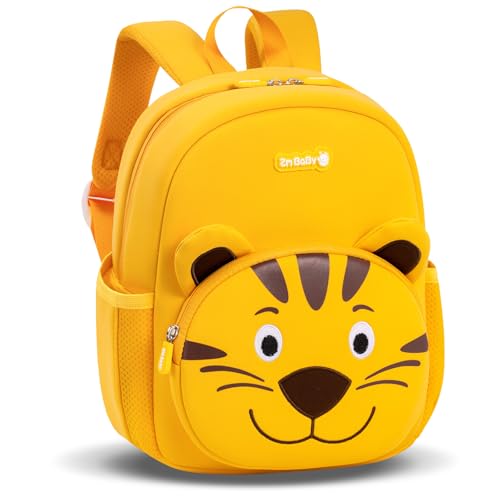 Sac à dos enfant maternelle jaune tigre PROTAURI lavable pour garçon de 2 à 5 ans