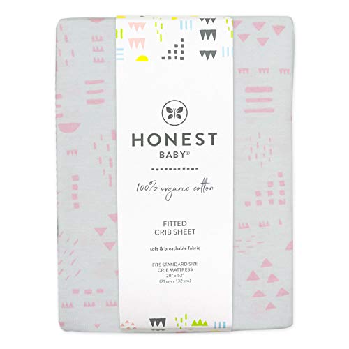 Image of HonestBaby Unisex-Baby Classics Fitted Crib Sheets Set Standard Mattress, 100% Organic Cotton Baby Boys, Girls, Neutral, 1 Pack - Pattern Play Gray Heather, One Size