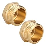 Durlo 2 Stück Messing-Endstopfen, G3/4 Zoll (Durchmesser 25 Mm) Außengewinde, Rohrblindstopfen Mit Sechseckiger Ausführung, Gewindefitting