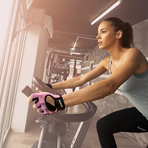 Kansoon Ecotechnology Workout Gloves, Best Exercise Gloves For Weight Lifting, Cycling, Gym, Training, Powerlifting, Hanging, Breathable & Fingerless Gloves, For Men & Women (Medium, Pink) #TOP6