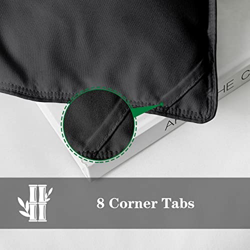 Dreamhour Bamboo Fiber Comforter Queen Size,Black Ultra Soft Breathable Plush Duvet Insert All Season Machine Washable,8 Corner Tabs 90X90 Inches #TOP4