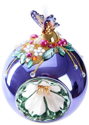 BRUBAKER Premium Weihnachtskugel Lila mit Schmetterling Figur - 10 cm...