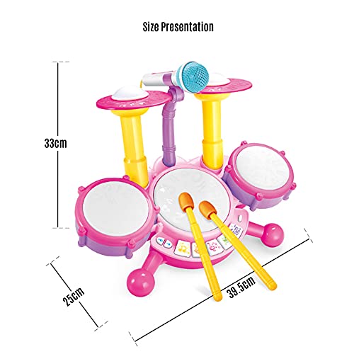 yeacher Conjunto de tambor musical eletrônico para crianças brinquedo de tambor de jazz infantil com