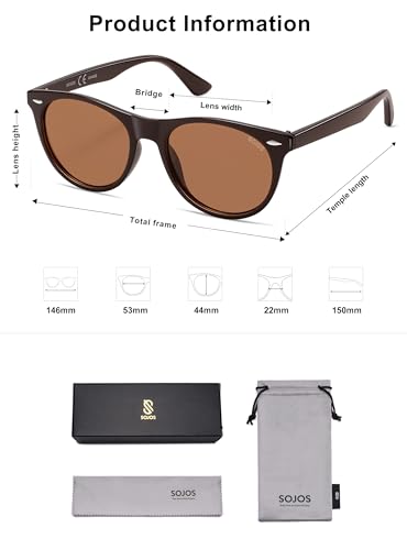 Image of SOJOS Classic Polarized Sunglasses for Women Men Small UV400 SJ2076 | Lightweight Design Frame for All-day Comfort