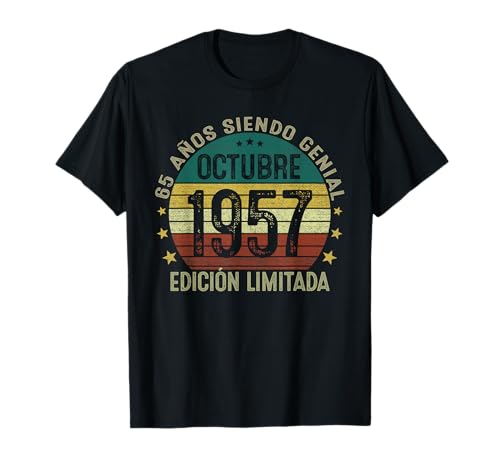 65 Años Cumpleaños Hombre Vintage Nacido En Octubre 1957 Camiseta