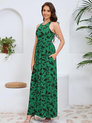 Image of DEARCASE Women's Sleeveless Maxi Dress Casual Plain Loose Summer Vacation Beach Long Dresses with Pockets