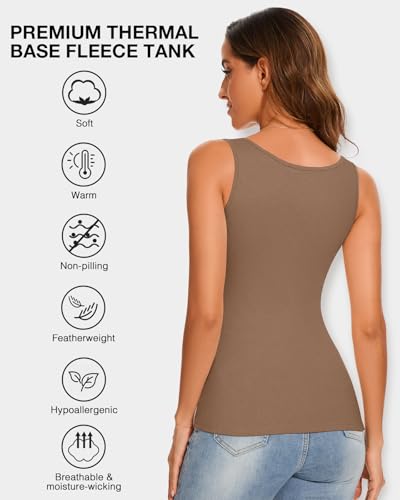 Image of Thermal Underwear Tank Top Fleece Shirt Cami Sleeveless Thermal Top Warm Undershirt Base Layer Women Cold Weather