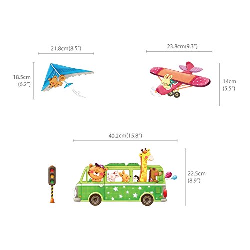 DECOWALL-DA-18062P1506B-Animal-Transports-and-Biplanes-Kids-Wall-Stickers-Wall-Decals-Peel-and-Stick-Removable-Wall-Stickers-for-Kids-Nursery-Bedroom-Living-Room-dcor