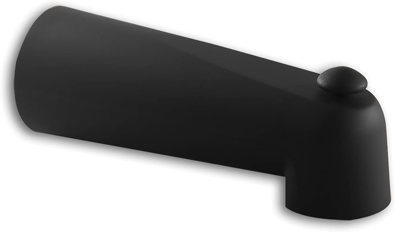 SENTO Slip On Black Universal Bathroom Tub Spout with Diverter, Durable Heavy Duty Metal Bathtub Faucet with Shower Diverter - 7 Inches 1/2" Copper Pipe, Matte Black