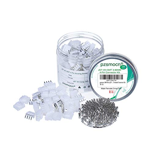 pzsmocn 300 Pieces JST-VH-SMT 3.96mm/Pitch 4-Pin Housing and Male/Female Pin Head Connector Adapter Plug and 3.96mm Female Pin Crimp DIP Terminal Connector Kit.