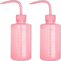 Vista 1 de 2 botellas de 5.1 fl oz de 5 onzas de boca estrecha rosa – Botella de plástico de seguridad de laboratorio médico – Sin derrames, doble boca regar