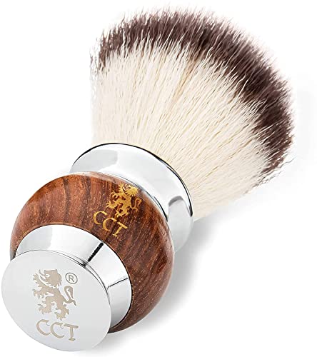 The Cambridge Cut Throat® Luxury Missanda Hardwood And Stainless Steel Men's Shaving Brush For Soap, Foam Or Cream With Premium Synthetic Silvertip Vegan Friendly Badger Bristles Male Grooming Present #TOP6