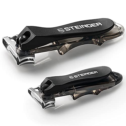 Nail Clippers, Toenail Clipper SET, STEINDER Easy Grip 360 fingernail clippers (Fingernail clippers + Toenail Clippers) Nail clipper for Thick Toe nail clippers set,Toe nail clippers adult