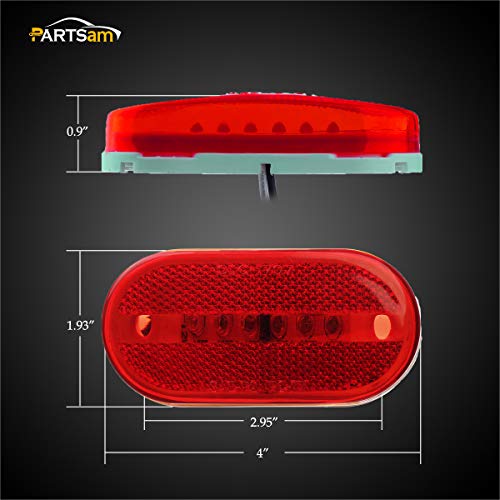Partsam 2Pcs Red 4 Inch Oblong Led Clearance And Side Marker Lights Lamps With Reflex Lens [Dot Certified] Rv Camper Surface Mount, Sealed 2X4 Reflective Rectangular Rectangle Led Marker Lights 12V #TOP4