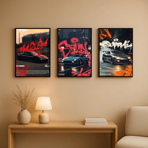 Image of Aniculture JDM Car Poster Bundle - Supra, Skyline & Mazda A3 HD Wall Art, Vibrant Colors, 300 GSM Thick Cardstock | Modern Room, Bedroom & Office Decor