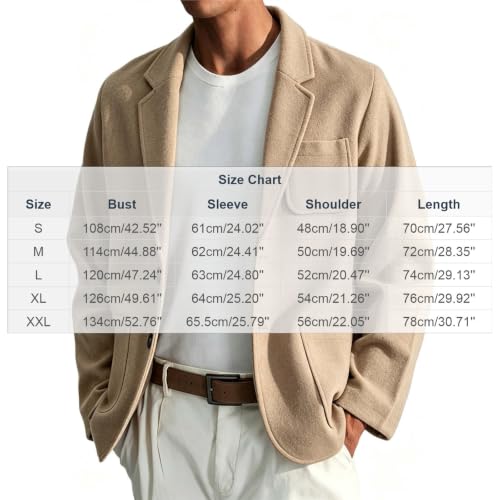 Casual Blazer for Men Lapel Collar Button Up Cardigan Front Pockets - image 6