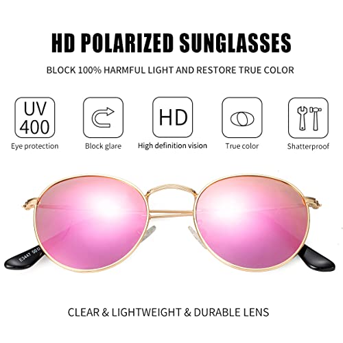 Image of Kursan Small Round Metal Polarized Sunglasses for Men Women Mirrored Lens Classic Circle Sun Glasses