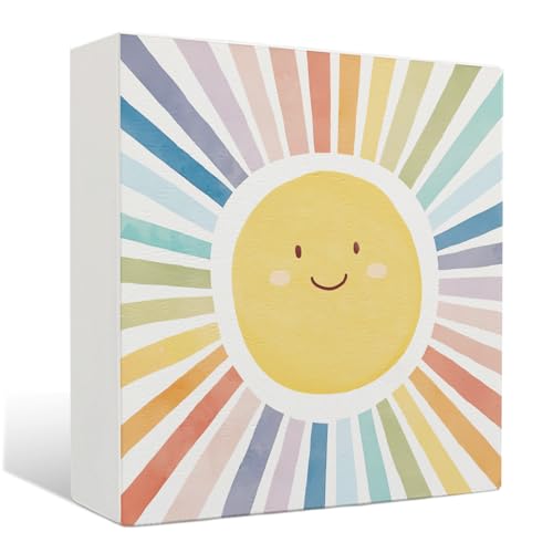 Nrleey Boho Sunshine Wooden Signs - Boho Sun Classroom Signs for Home Decor, Classroom Sunshine Wooden Desk Decor, 5 X 5 Inches