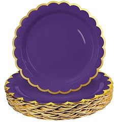 purple paper plates with gold foil