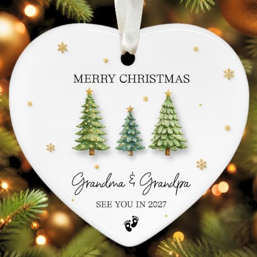 Grandparents Gifts - Pregnancy Announcement Ornament for Grandma Grandpa