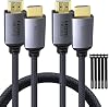 Cable HDMI 2.1 8K 3 pies paquete de 2, 48Gbps Ultra Alta Velocidad 8K@60Hz 4K@120Hz trenzado, Dynamic HDR eARC compatible con PS5, Xbox Series X, Apple TV, Switch 2, monitor 2