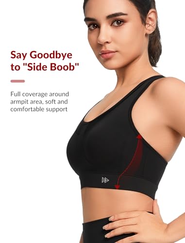 Yvette Adjustable Sports Bras for Women High Support Large Bust Wireless Running Workout Sports Bra High Impact Plus Size4