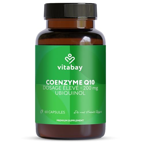 Vitabay Coenzyme Q10 Ubiquinol 200 mg – 60 Gélules Véganes avec Ubiquinol Actif – Formule à Libération Prolongée – Sans Additifs – Testé en Laboratoire en Allemagne