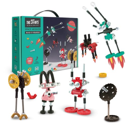 Image of The Off Bits Space Mission Educational Build Your Own Robot Toy, Stem Building Toys for Boys and Girls, Valentine Birthday Gift for Kids Montessori Play Kit, Steam Toys for Kids Ages 6 7 8 9+