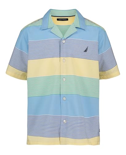 Image of Nautica Boys Short Sleeve Woven Button-Down Shirt. Light Weight & Breathable