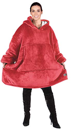 Catalonia Oversized Wearable Blanket Hoodie Sweatshirt, Comfortable Sherpa Lounging Pullover For Adults Men Women Teenagers Wife Girlfriend Gift Red #TOP5