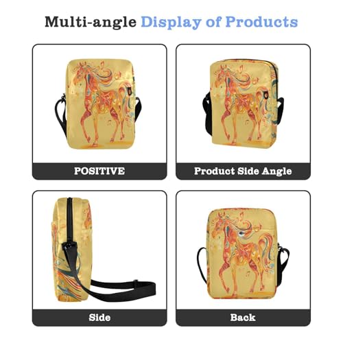 messenger bags Crossbody Bags For Women Casual Everyday Purse Adjustable Strap for outdoor sports outdoor sports- Music Note Orange Horse4