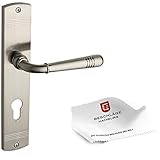Beschläge Hamburg Türgriffe Türbeschlag Emily 70-09 MMN PZ — Türklinken mit Profilzylinder Langschild für Zimmertüren — Drückergarnitur / Türdrücker für Innentüren, matt vernickelt