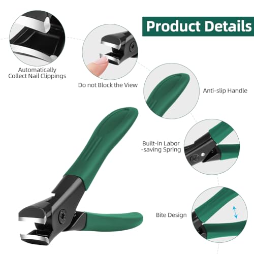 LOPHE Cortaúñas Sin Salpicaduras, Antideslizante Corta Uñas Adulto, Nail Clippers Cortauñas de Uso Rudo para Uñas Gruesas, Cortauñas Profesional para Mujeres, Hombres y Ancianos, Verde - imagen 2