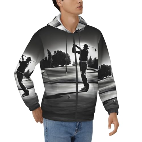 Sweat à capuche décontracté imprimé golf bicolore pour un look élégant et actif