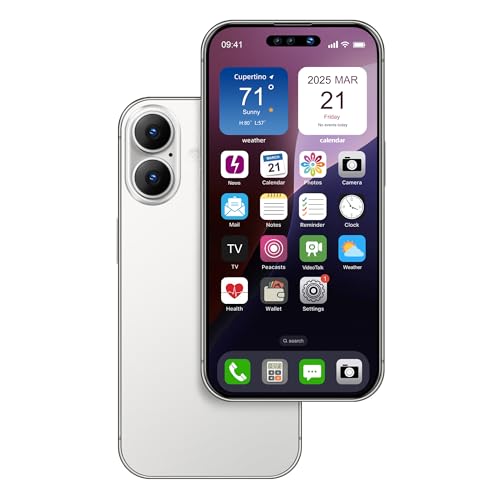 FufoneUS Affichage de Faux Jouets téléphone Portable modèle métallique Non Fonctionnel réplique 1:1 téléphone pour téléphone 16 Faux Jouets téléphone Portable, écran Couleur Blanc 16