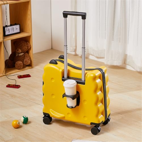 Ride-On Travel Suitcase for Kids,Kids Luggage Set,Children Rolling Trolly Luggage with 360°Spinner Wheel and Combination Lock,for Toddler Baby Travel Flight,B,18inch