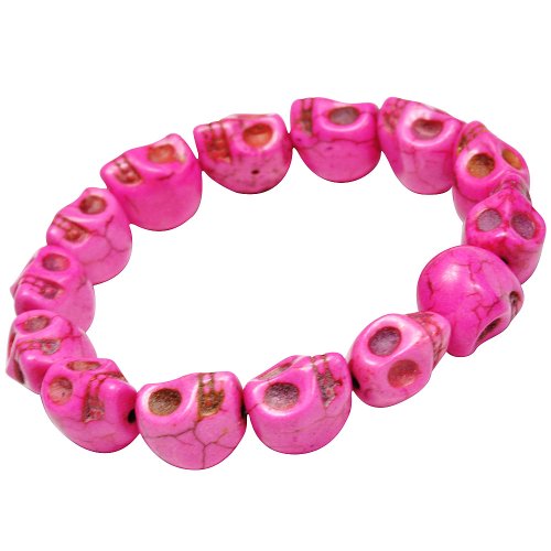 Jane Stone Personalized Rosy Skull Head Bone Fashion Punk Statement Bracelet for Cowgirl(B0177-Rosy)