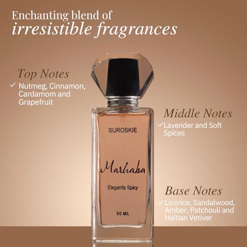 Image of Suroskie Marhaba Perfume 50Ml | Luxury Eau De Parfum | Long Lasting Unisex Fragrance Spray | Aromatic Blend Of Aqua, Cinnamon & Amber Scent | Spicy, Citrus & Woody Notes | Premium Gift For Men & Women