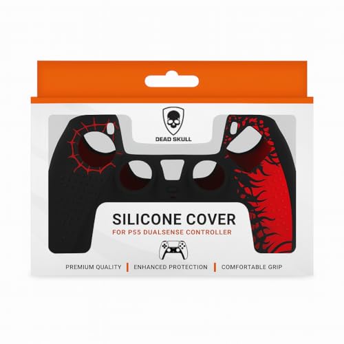 Image of DEADSKULL - Spidy Edition Protective Cover Case Compatible with PlayStation DualSense Anti-Slip PS5 Remote Skin, PS 5 Controller Accessories,Silicone Sleeves Set (Red & Black)