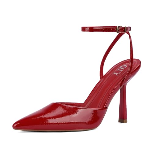 Image of QIY Closed Toe Heels for Women Pumps High Heel Strappy Sandals | Pointed Toe Slingback Women Heels with Ankle Strap, Stilettos Wedding & Bridal Formal Dress Shoes for Evening Party, Prom