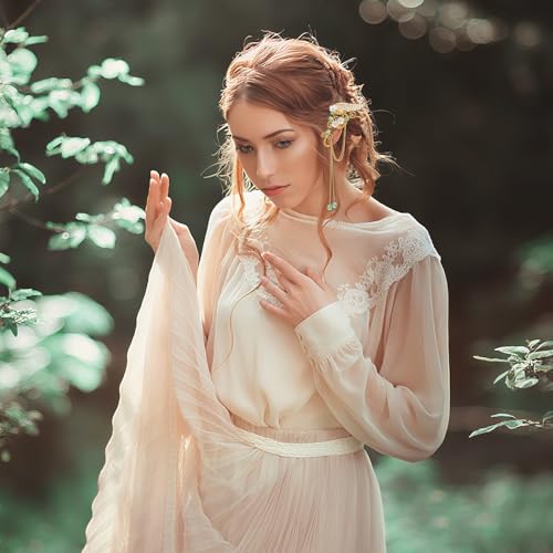 Fairy Elf Ear Cuffs, Butterfly Elf Ear Cuffs with Tassel, Elven Cosplay Costume Ear Wrap Earrings Non Piercing Renaissance for Women Adult4