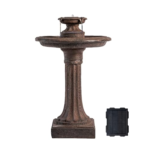 XBrand 28" Solar Birdbath Fountain Resin Garden Decor