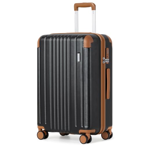 Image of Coolife Luggage, Lightweight and Durable Hardshell, 24 in, Apricot Black